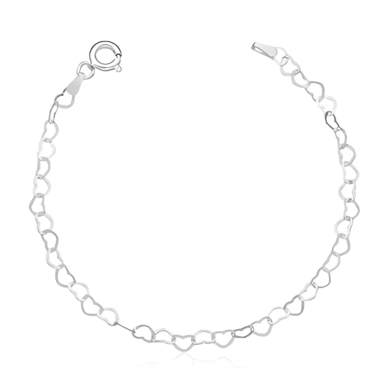 Pulseira de Prata 925 Elo Corações