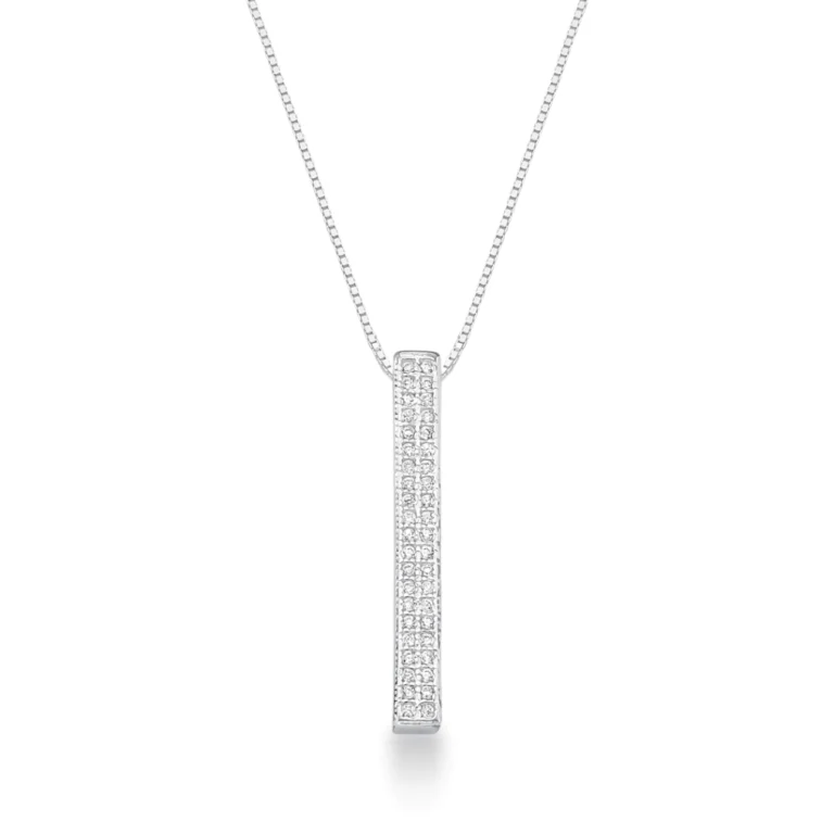 Colar de Prata 925 com 2 fileiras Cravejadas de Zircônias