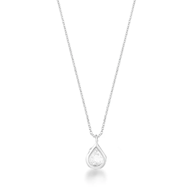 Colar de Prata 925 Ponto de Luz Gota Cristal