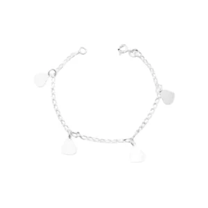 Pulseira de Prata 925 com Pingentes de Coração Liso Infantil