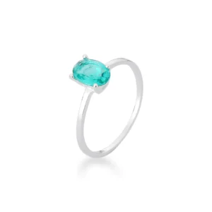Anel de prata 925 Solitário Oval Turmalina