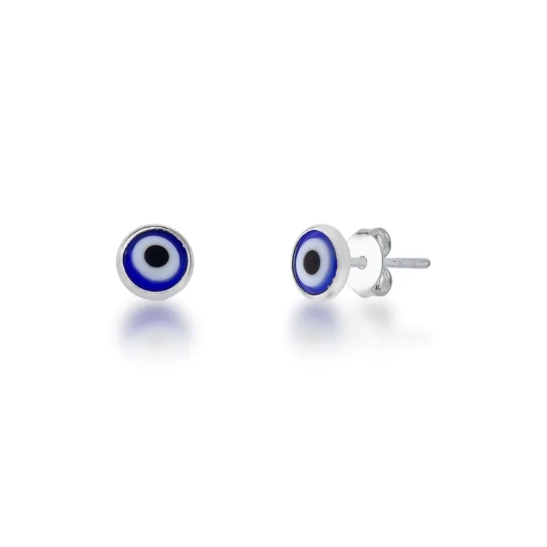 Brinco de Prata 925 olho grego azul escuro