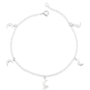 Pulseira de Prata 925 Cinco Mini Luas Lisa