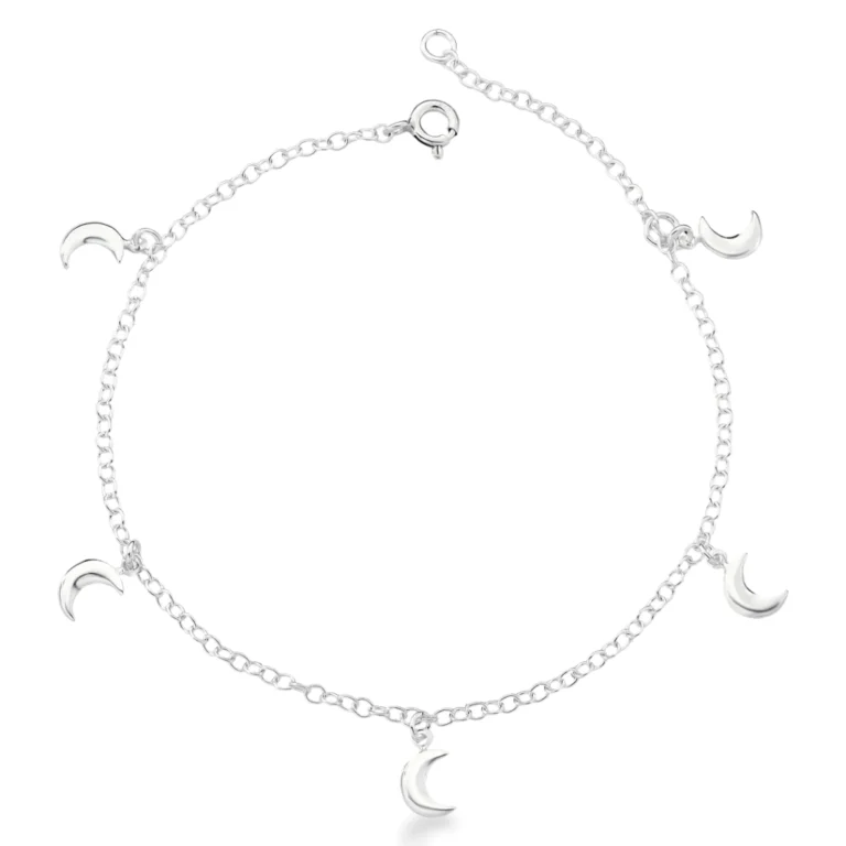 Pulseira de Prata 925 Cinco Mini Luas Lisa