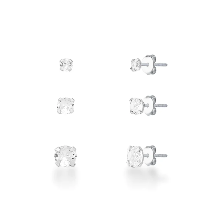 Kit Brinco Trio de Prata 925 Ponto de Luz em Zircônia Cristal