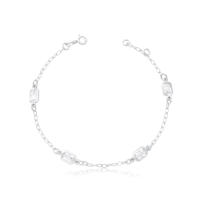 Pulseira de Prata 925 quadrado branco